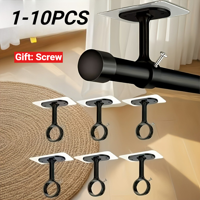 Furniture Hardware Accessories - Nicht perforierte Decken-Gardinenstangenhalterung, robuste selbstklebende verstellbare