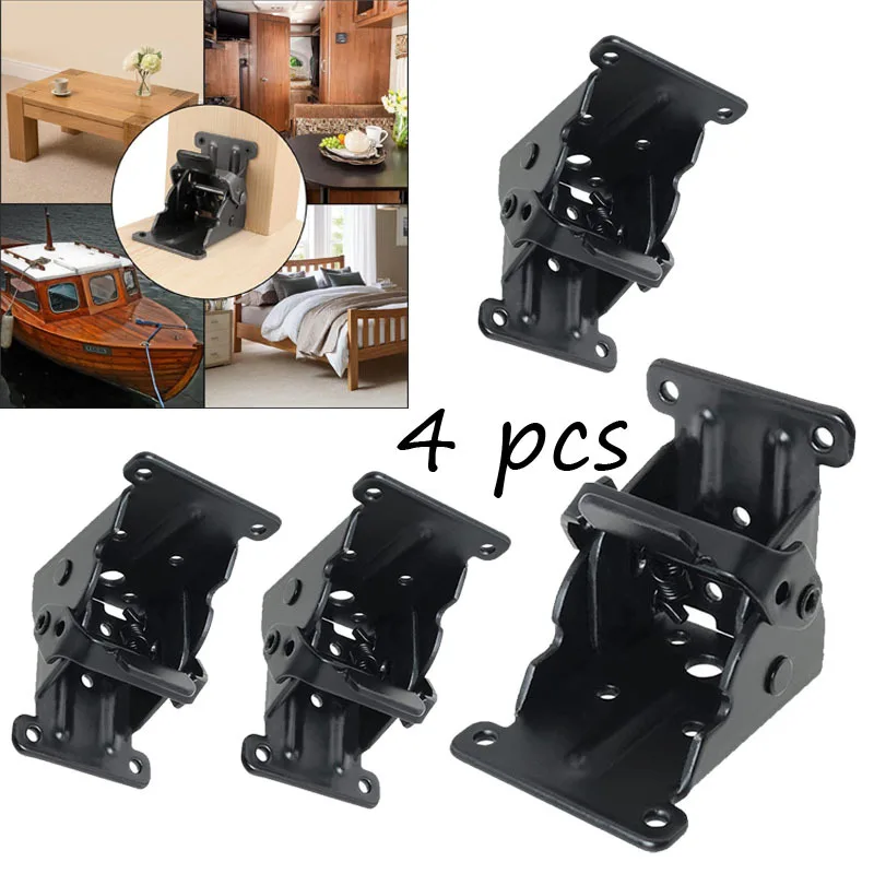 Furniture Hardware And Fittings - 4 Stück Eisen-Klapp-Stützrahmen, selbstsicherndes Scharnier, Tischbeinbeschläge
