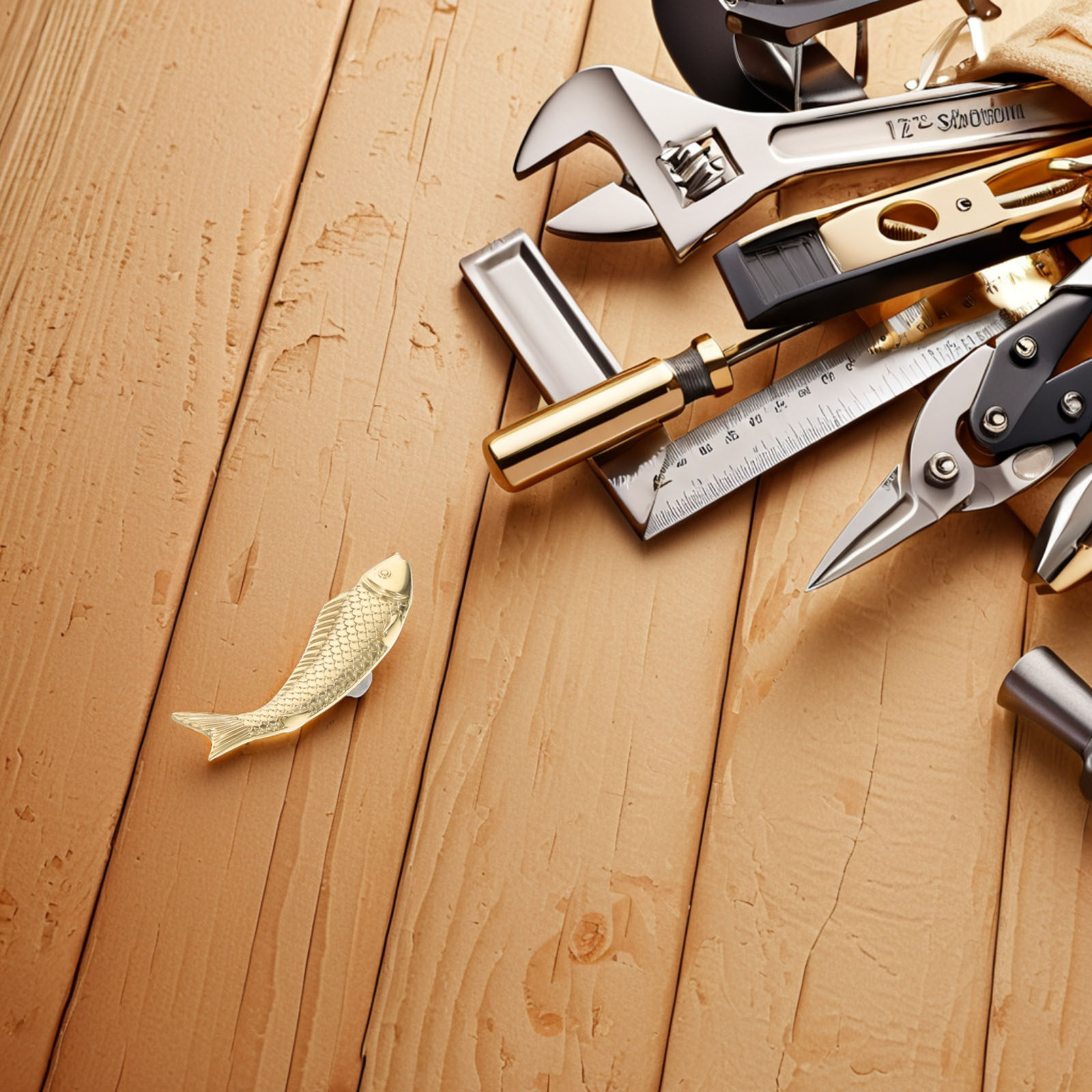 Unique Furniture Hardware Pulls - Fischförmige Messing-Schrankgriffe, dekorative Schubladenknöpfe für Schuhschränke,